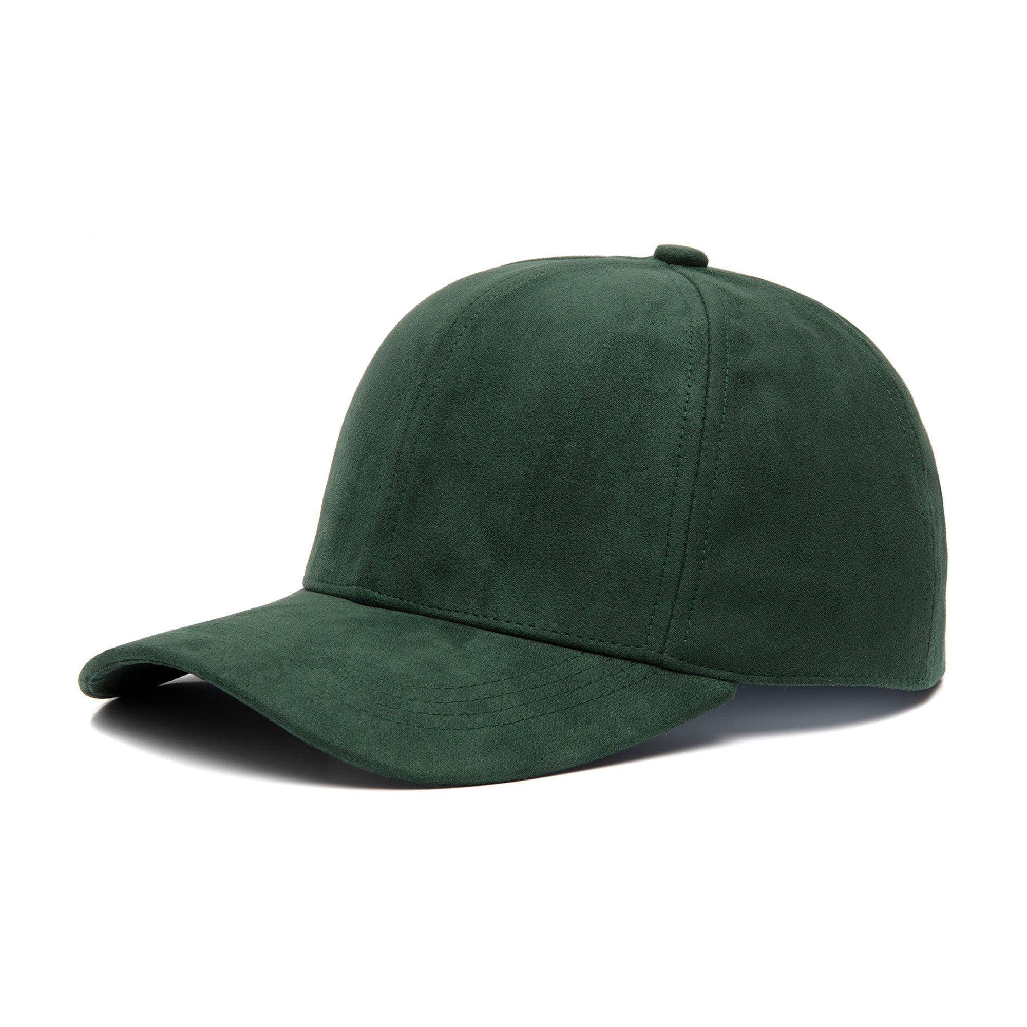 Forest groene suède pet Trendbee, linker zijaanzicht met luxe suède materiaal en verstelbare pasvorm