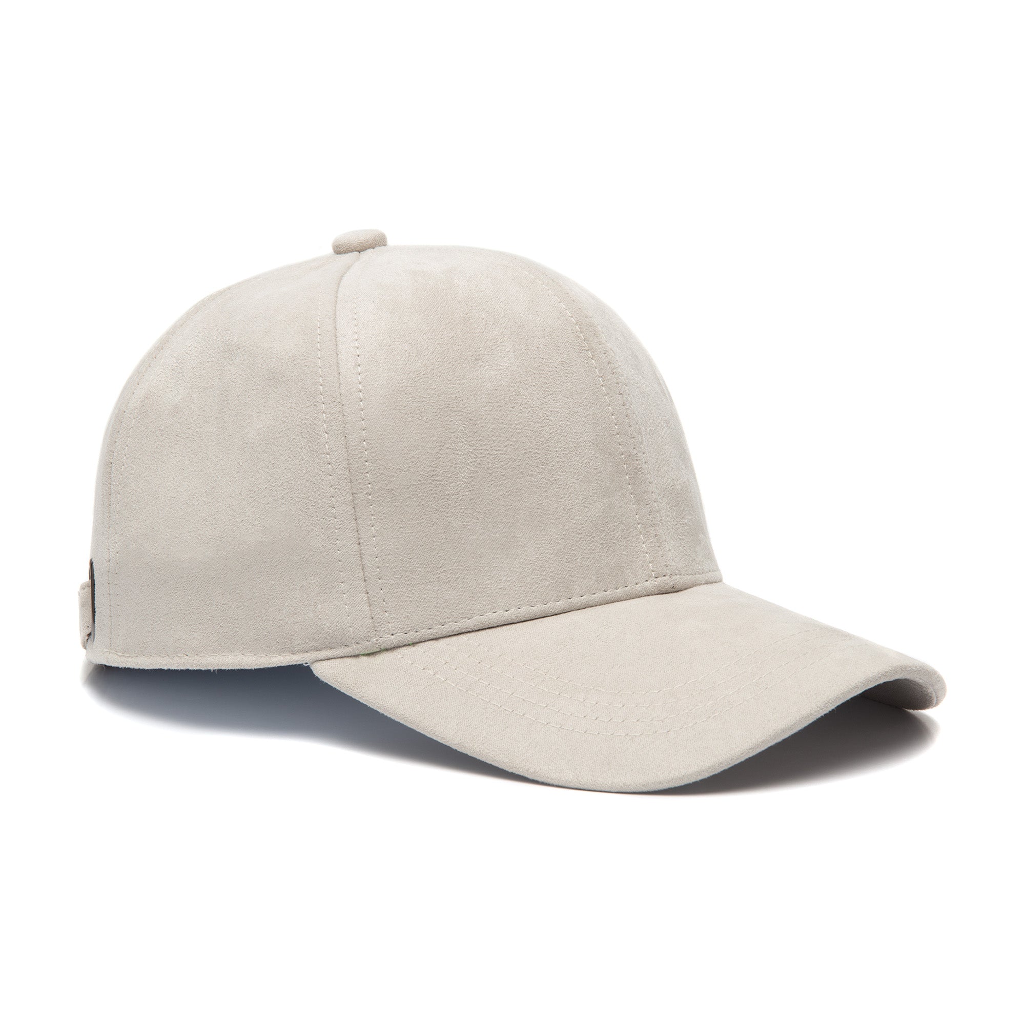 Silver lichtgrijze suède pet Trendbee, vooraanzicht, elegante uitstraling met lichtgrijs suède en Trendbee-logo